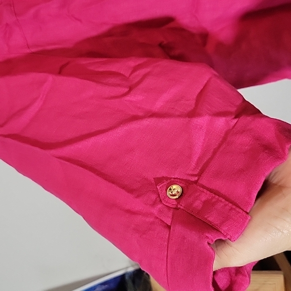 JM COLLECTION 14P Petite Linen Button Up Shirt - Picture 4 of 9